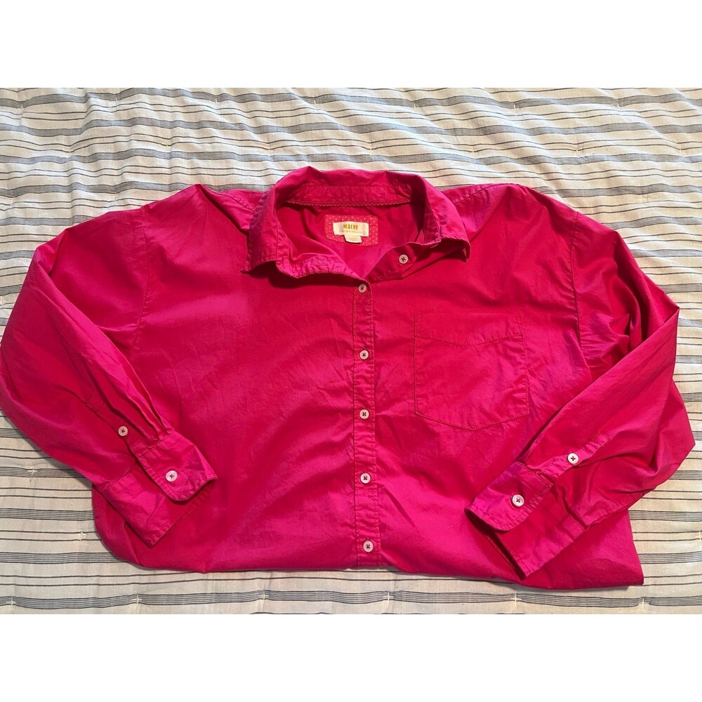 Maeve by Anthropologie Oversized Pink Button Down Shirt Dress Women’s Size Large - Picture 5 of 9